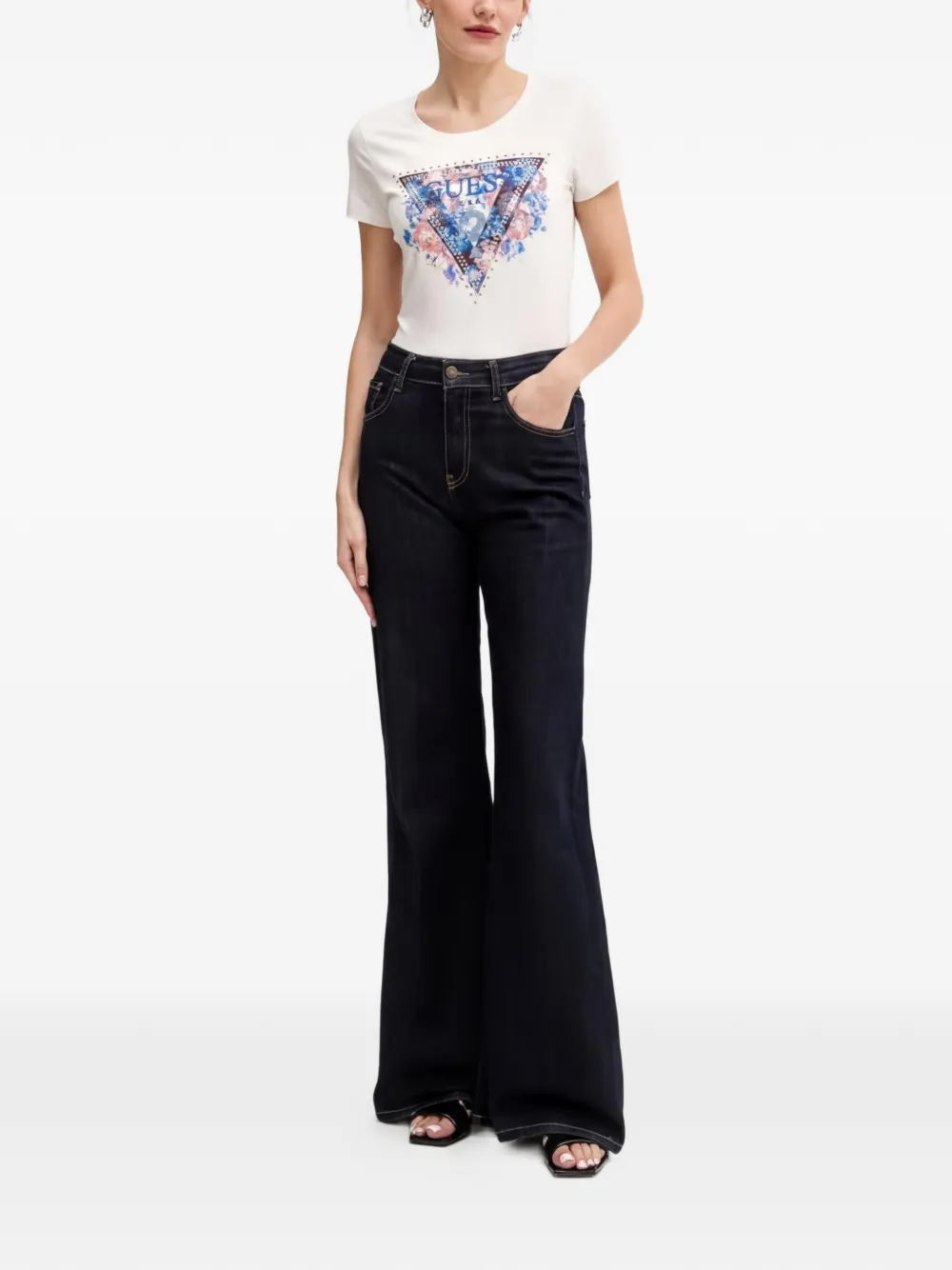 GUESS USA T-Shirt mit Blumenprint - Nude