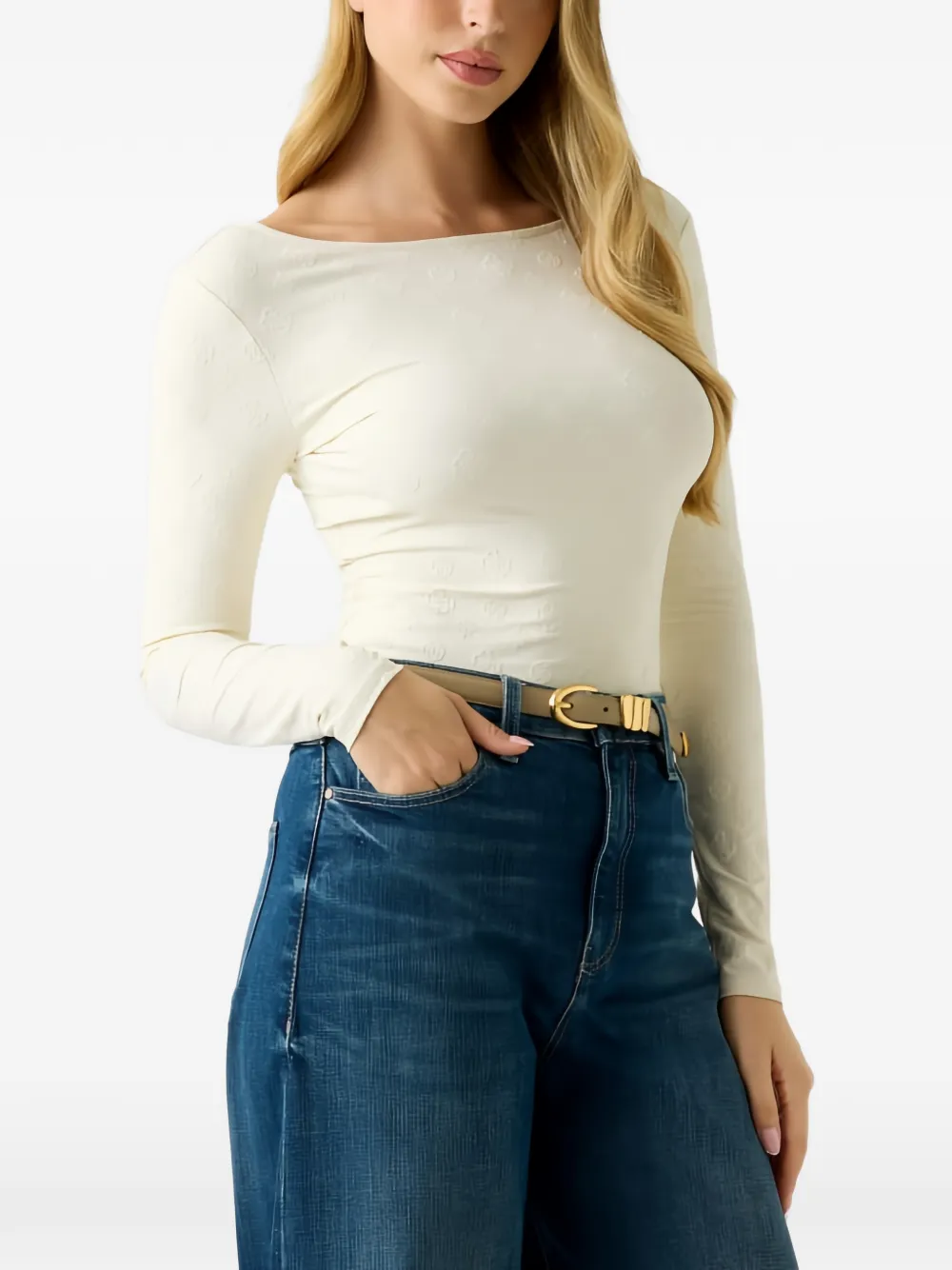 GUESS USA patterned long-sleeved top - Nude