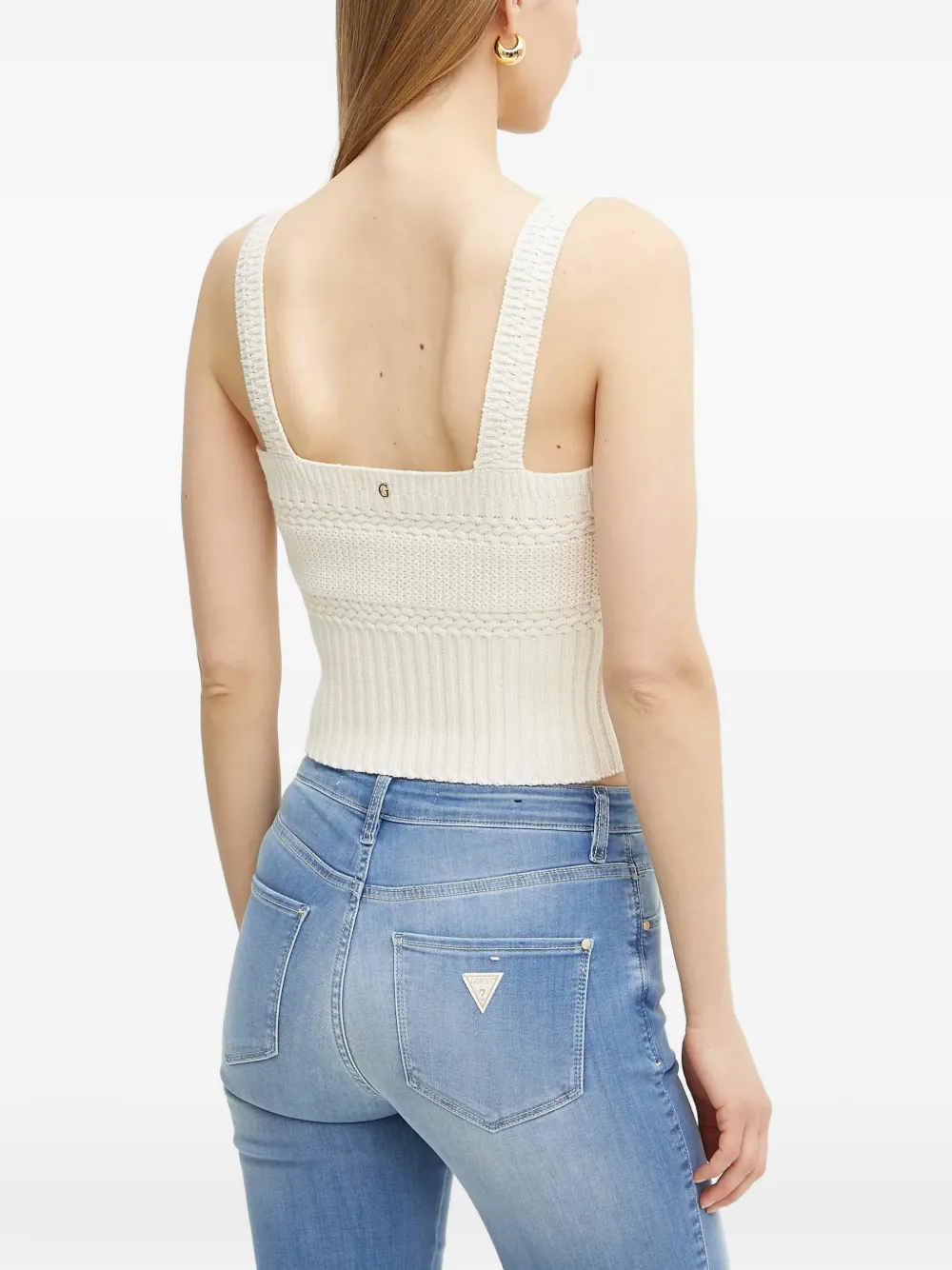 GUESS USA Erynn kabelgebreide ribgebreide top Beige