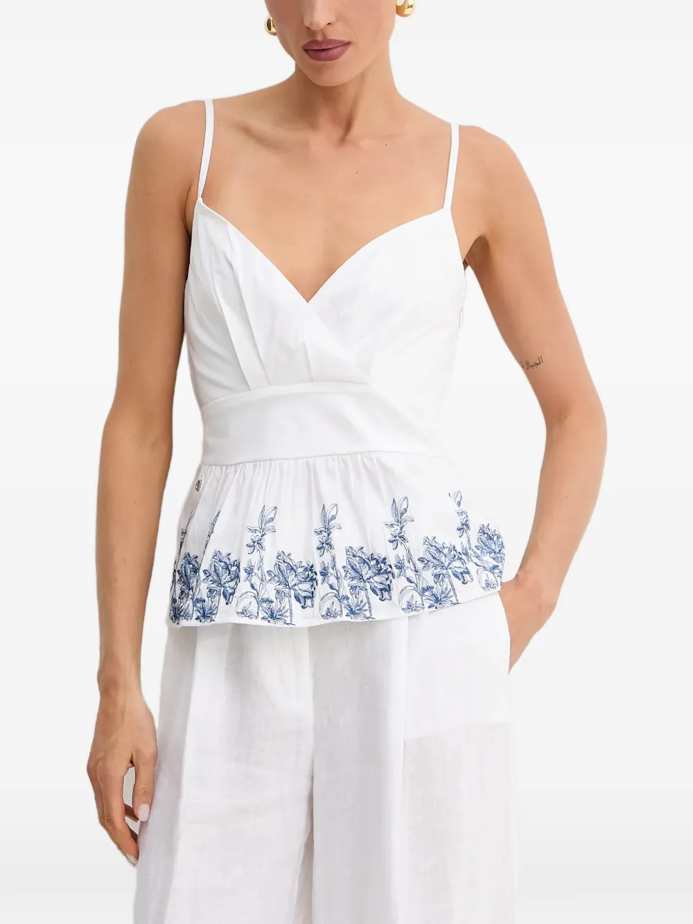 GUESS USA floral peplum top - Bianco