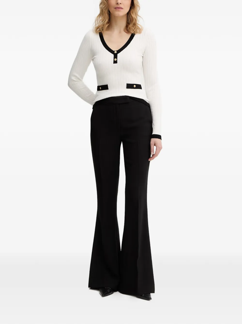 GUESS USA contrast-trim V-neck sweater Wit
