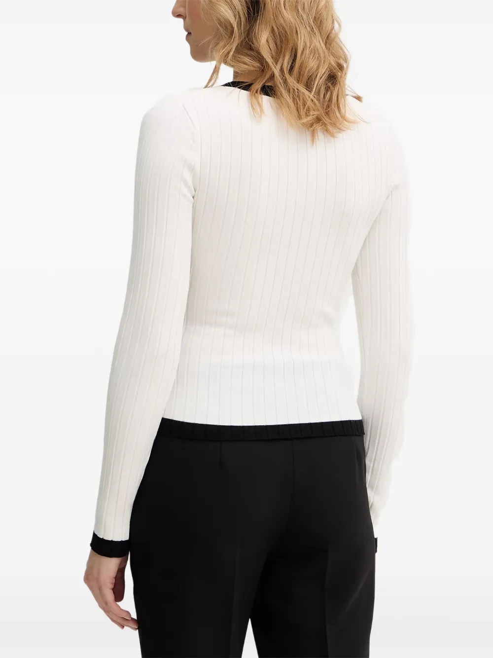 GUESS USA contrast-trim V-neck sweater Wit