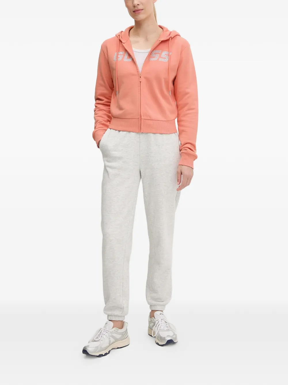 GUESS USA logo-embellished hoodie Oranje