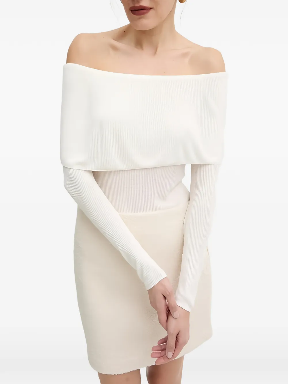 Guess Usa Off-shoulder Long-sleeve Sweater In White