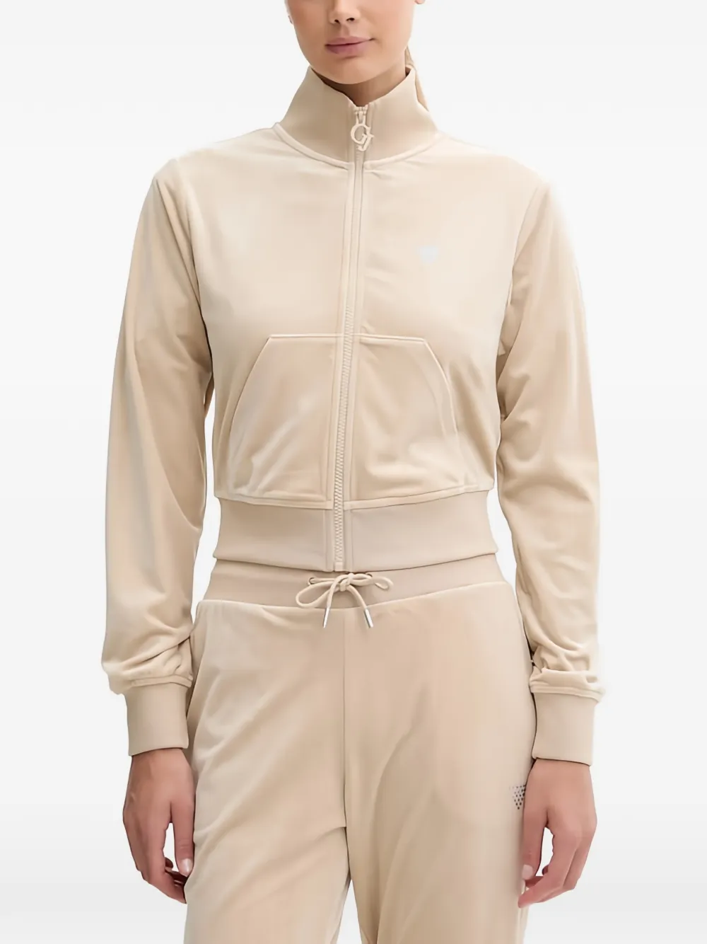 GUESS USA rhinestone-detail zip-up sweatshirt - Toni neutri