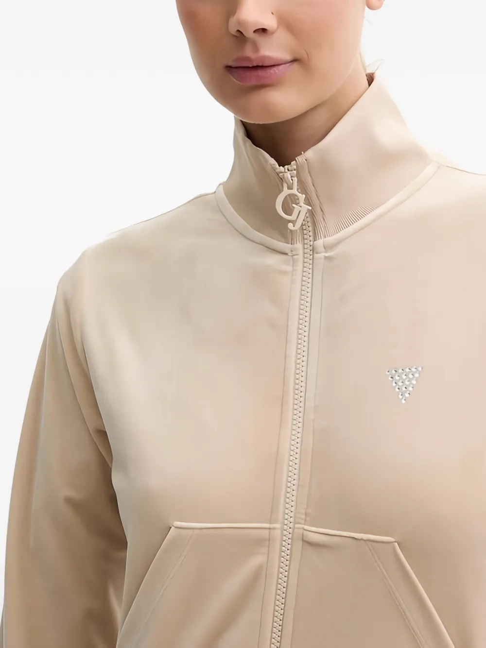 GUESS USA Sweater met rits en stras Beige