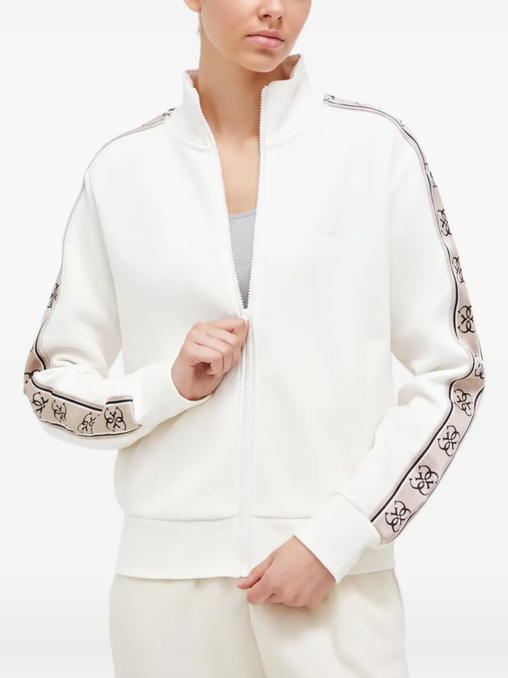 GUESS USA logo tape zip sweatshirt - Toni neutri