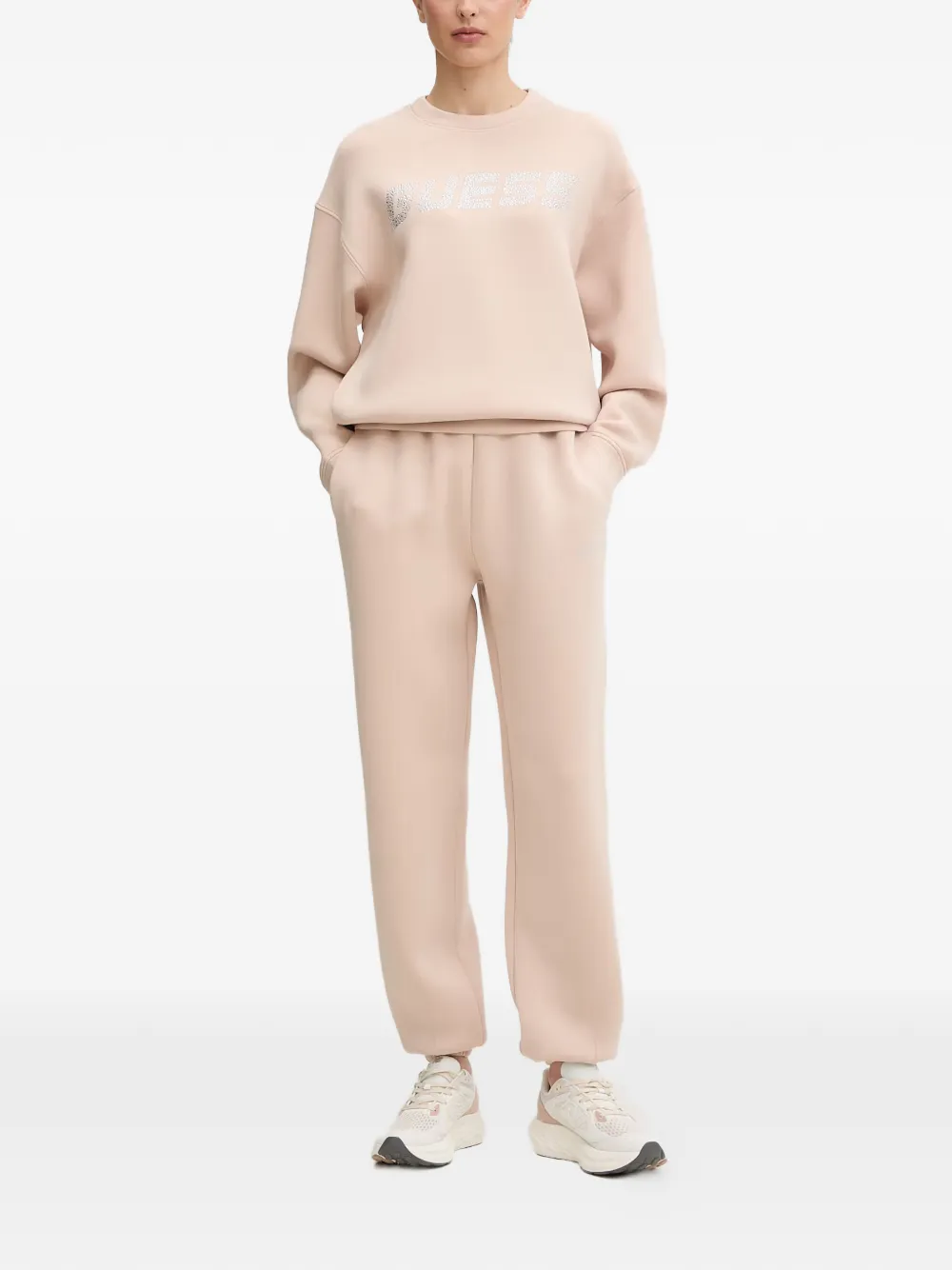GUESS USA Sweater met stras logo Roze