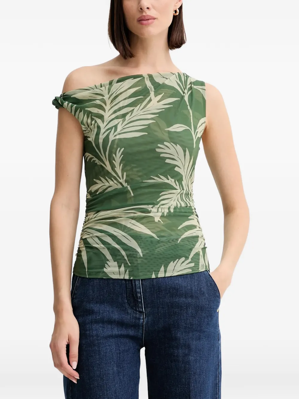 GUESS USA Mirin one-shoulder floral-print top - Verde