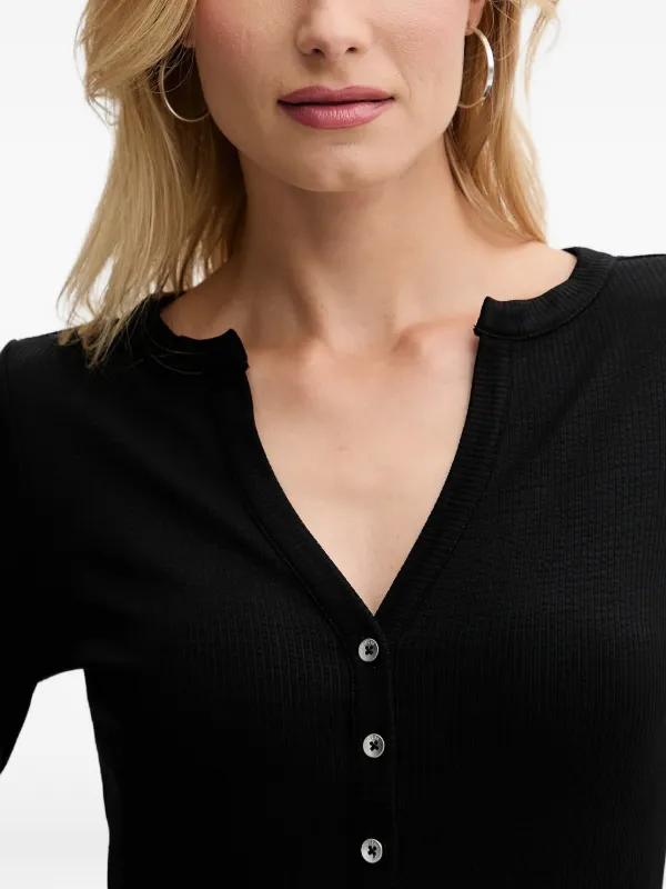 GUESS USA ボタン Vネック Tシャツ | ブラック | FARFETCH JP