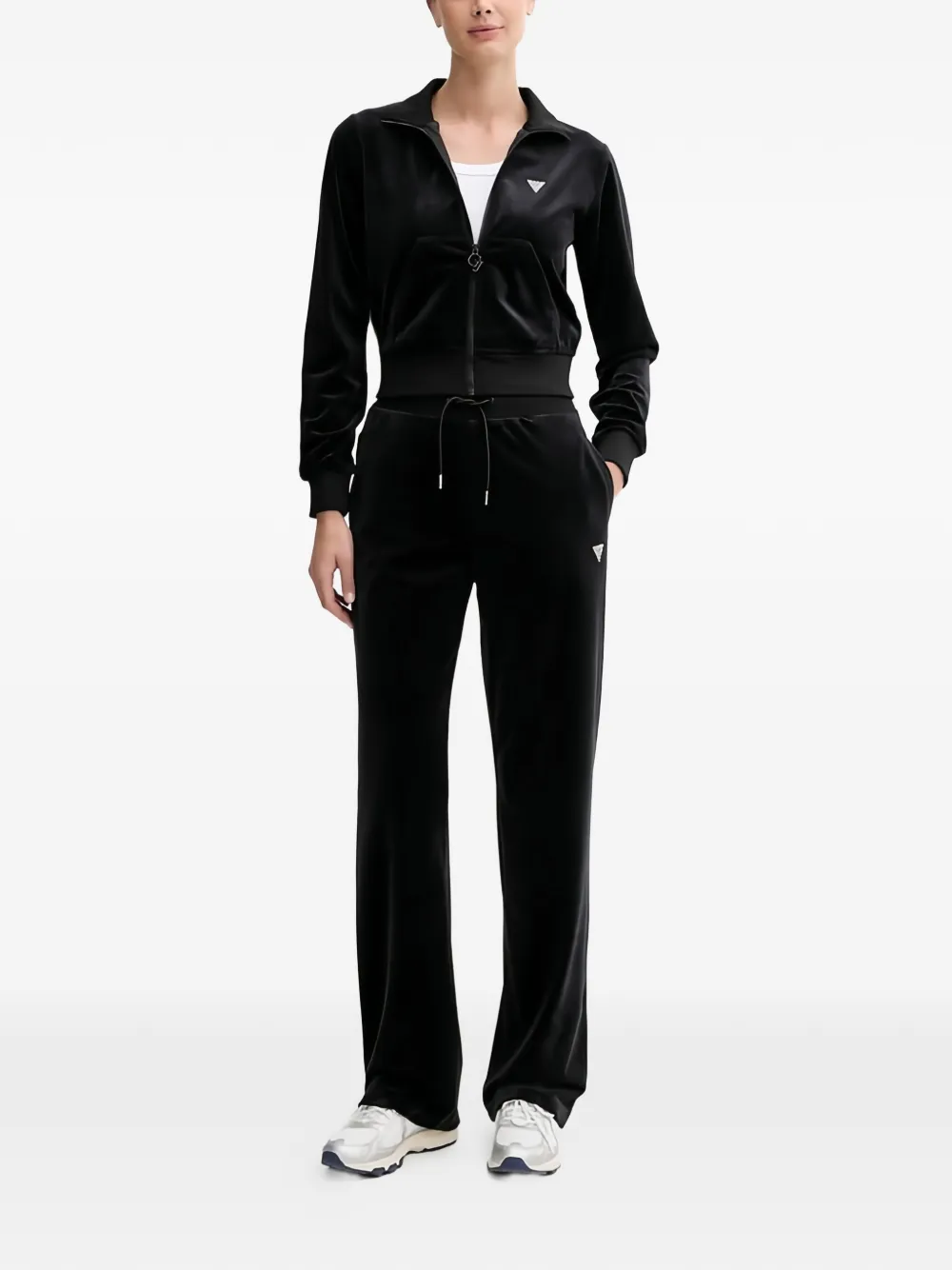 GUESS USA Top verfraaid met stras en rits Zwart