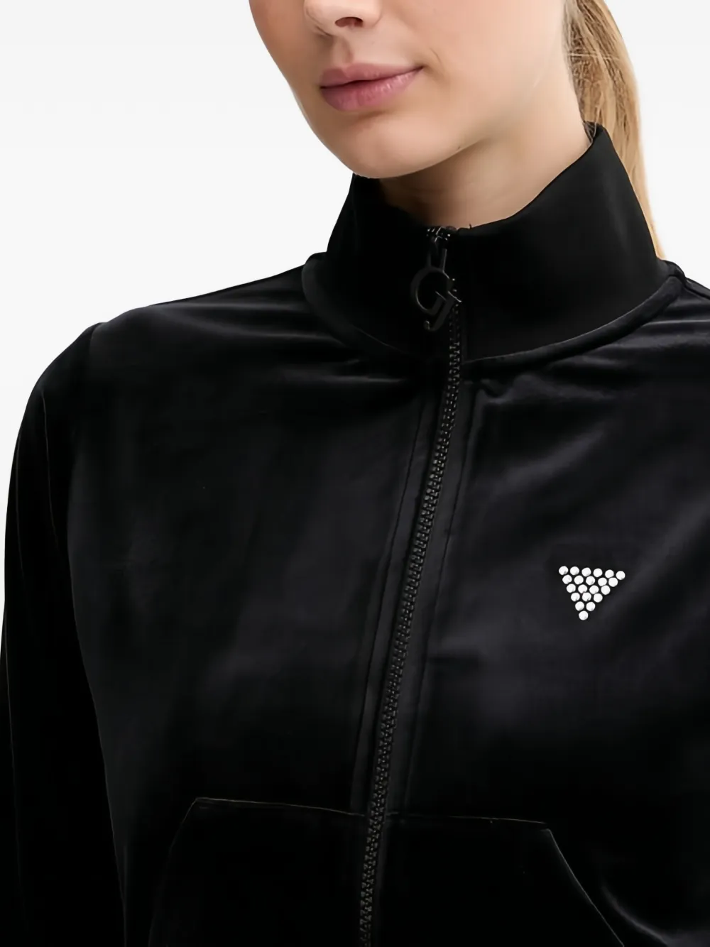 GUESS USA Top verfraaid met stras en rits Zwart