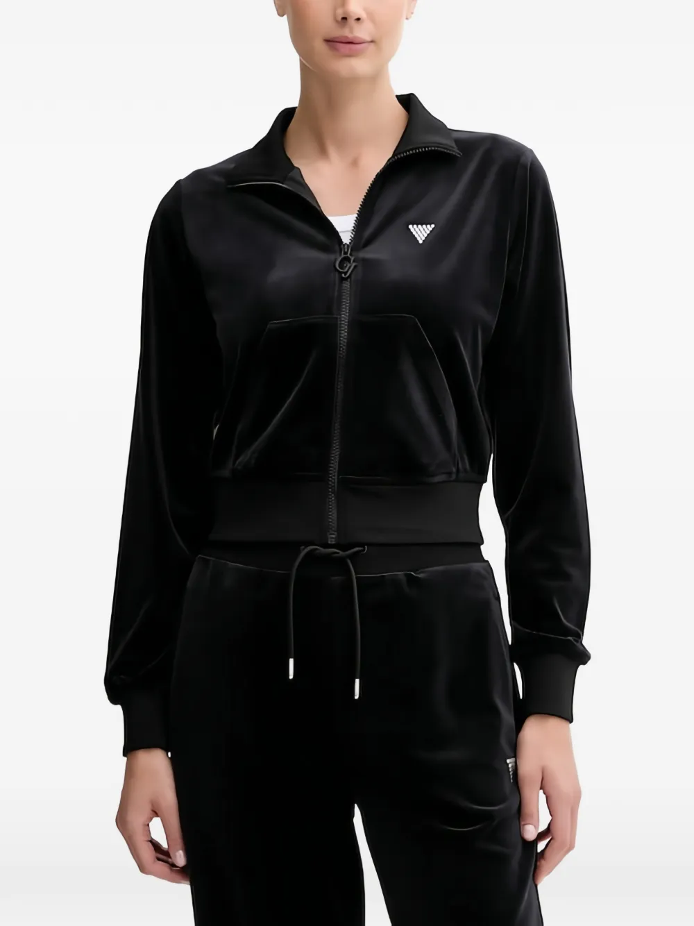 GUESS USA zipped rhinestone-embellished top - Nero