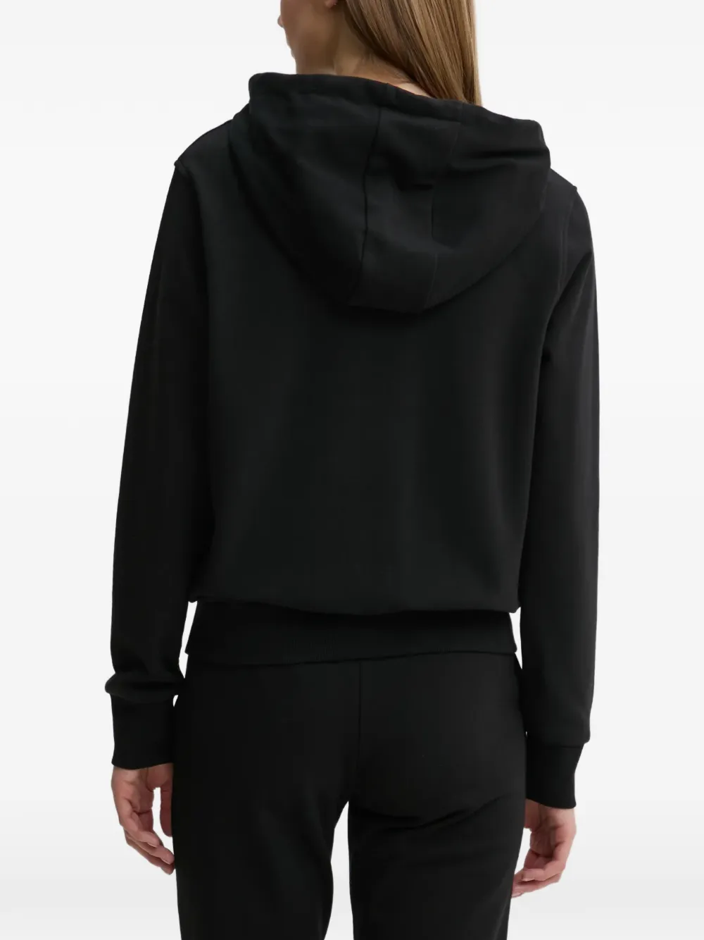 GUESS USA logo-embroidered zip-up hoodie Zwart