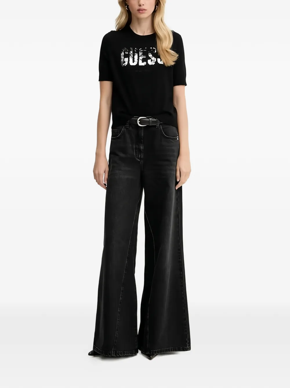 GUESS USA T-shirt met pailletten Zwart