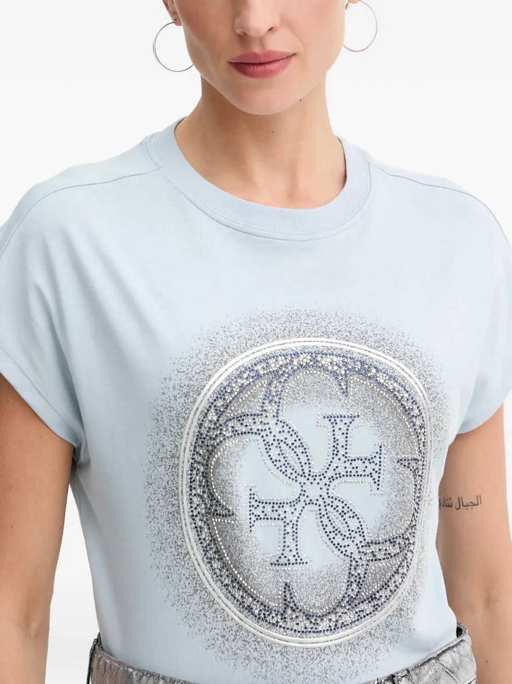 GUESS USA Slim-fit 4G logo T-shirt Blauw