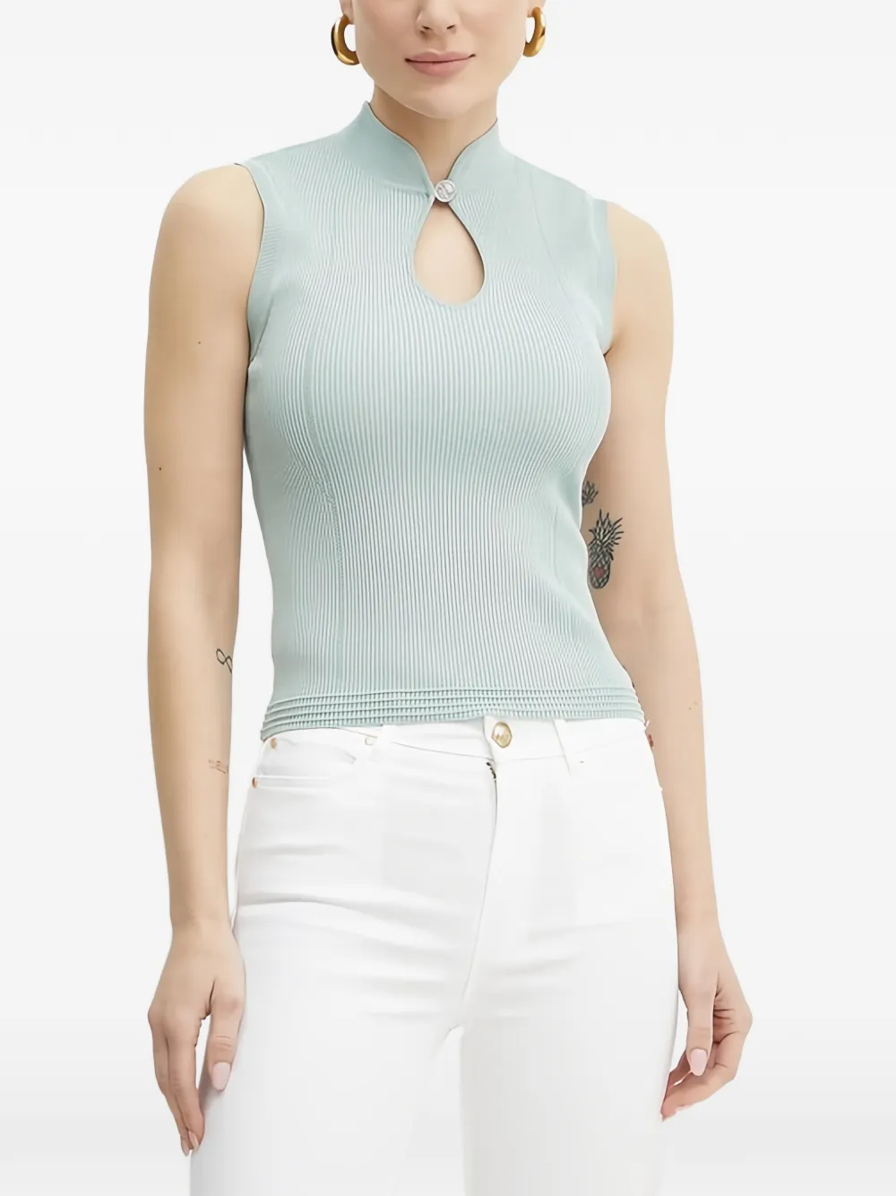 Guess Usa Ribbed-knit Top In Blue