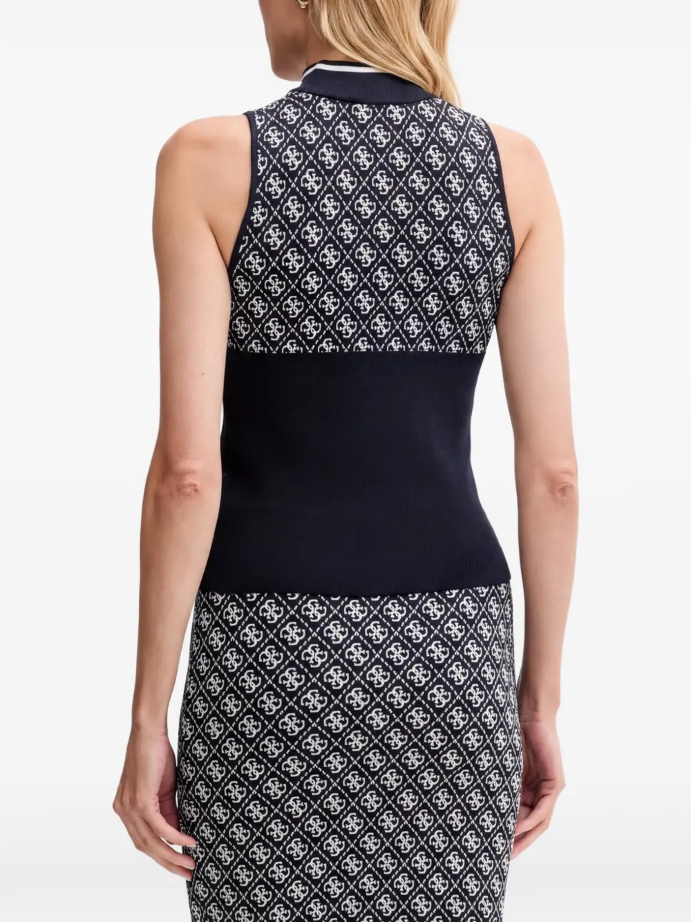 GUESS USA Top met logo-patroon Blauw