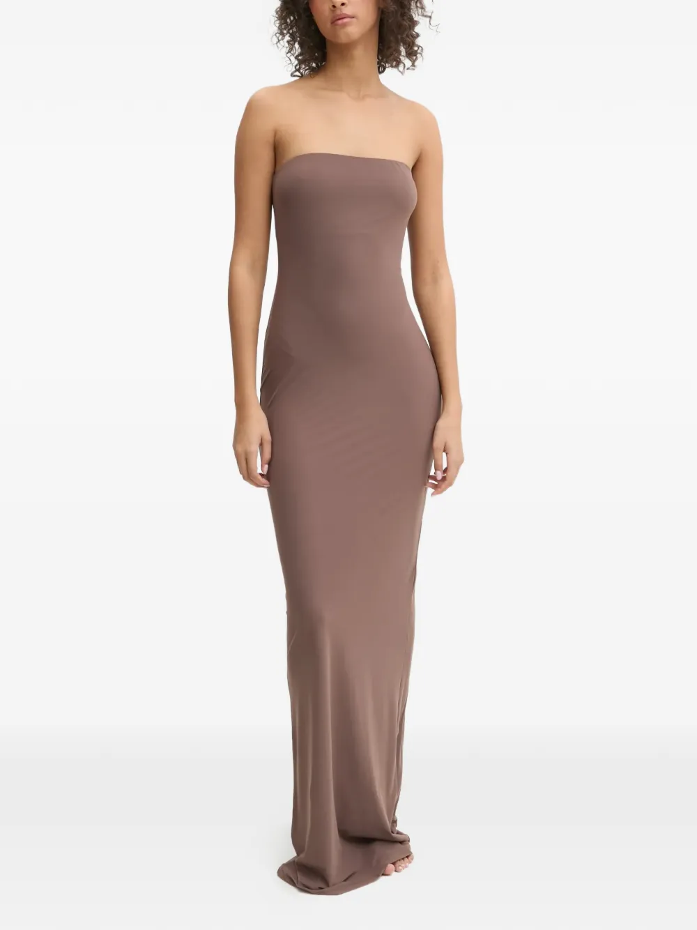 GUESS USA Abito lungo in seta senza spalline - Marrone