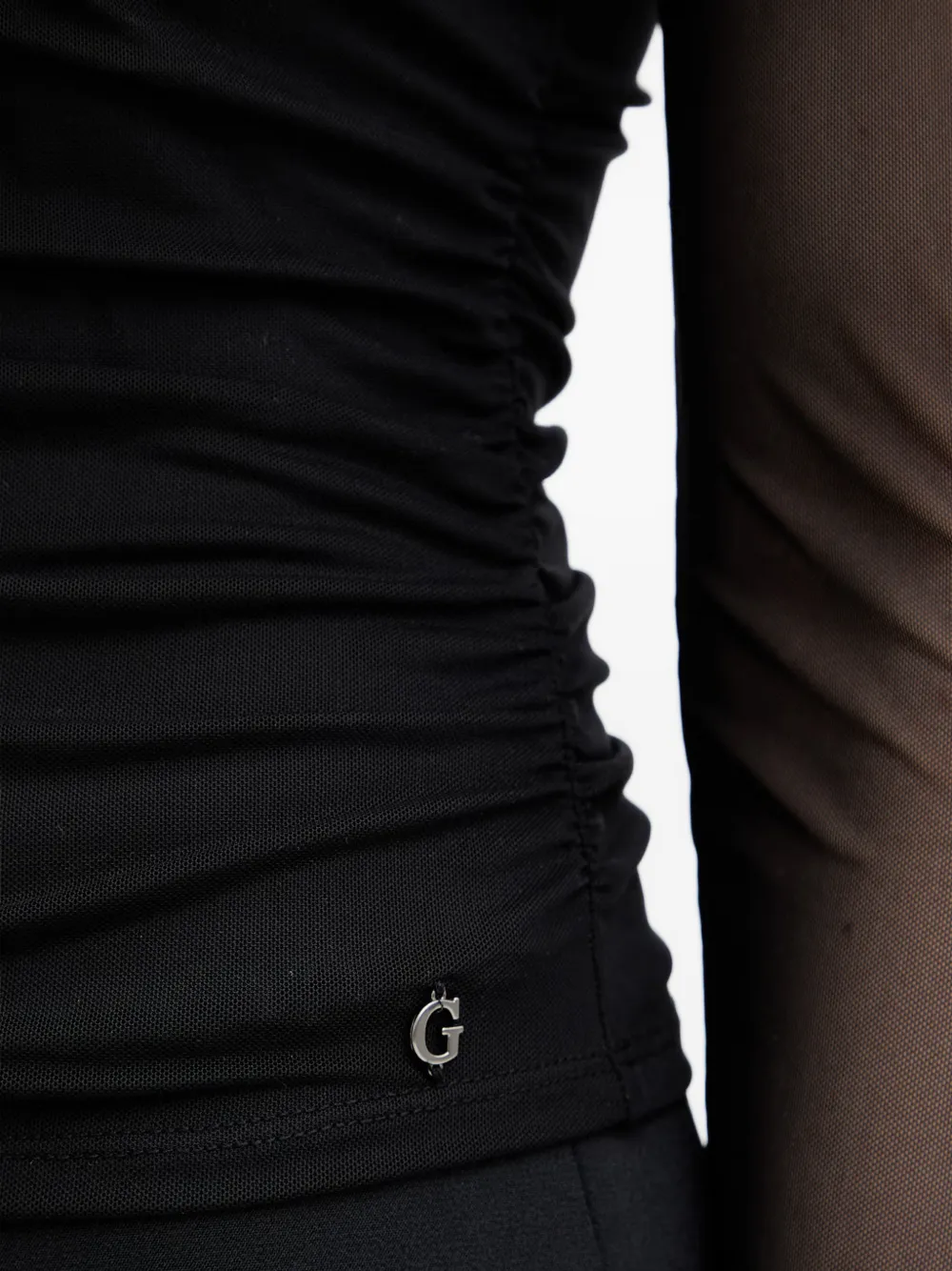 GUESS USA Top met gesmockt detail Zwart