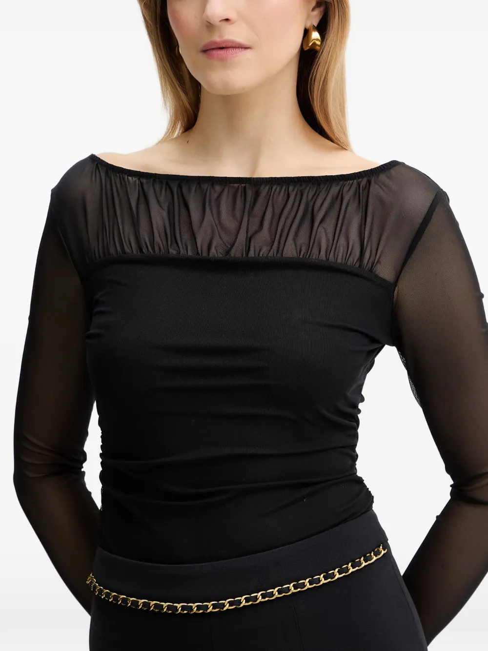 GUESS USA Top met gesmockt detail Zwart