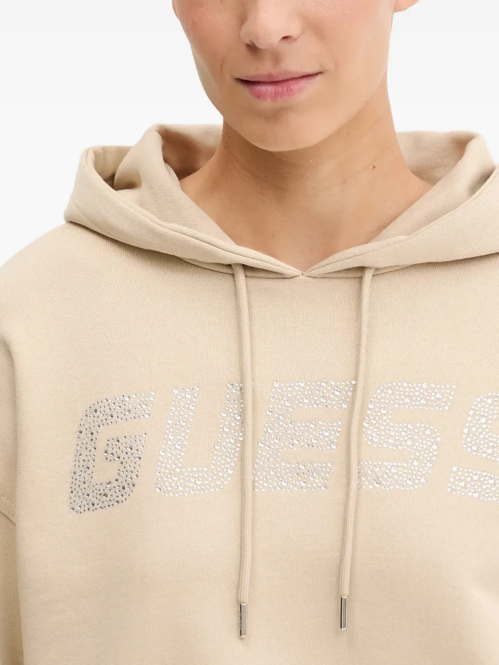 GUESS USA Top met capuchon en stras Beige