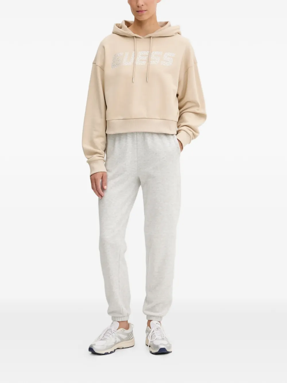 GUESS USA Top met capuchon en stras Beige