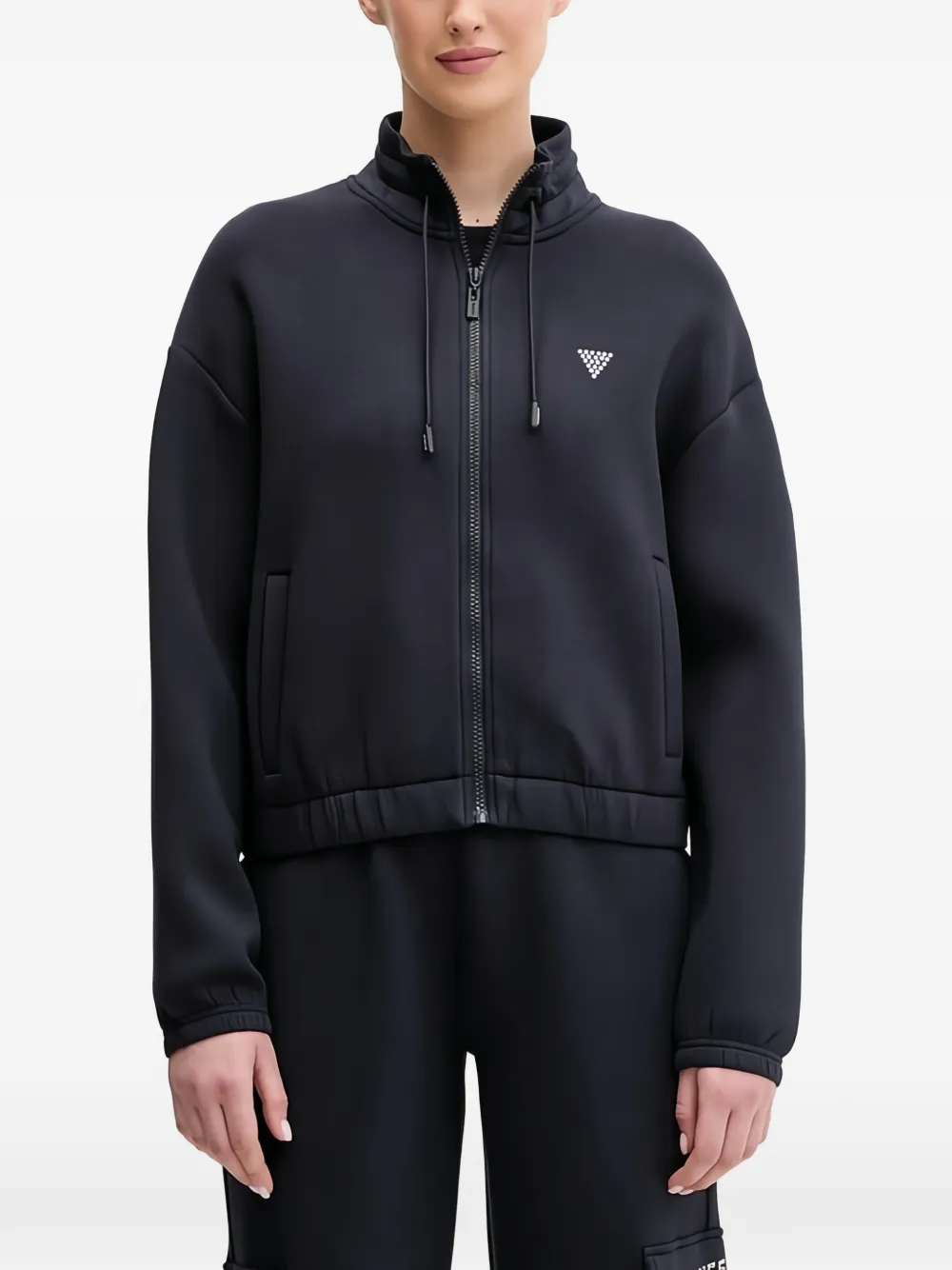 GUESS USA zip-up embellished-logo sweatshirt - Nero