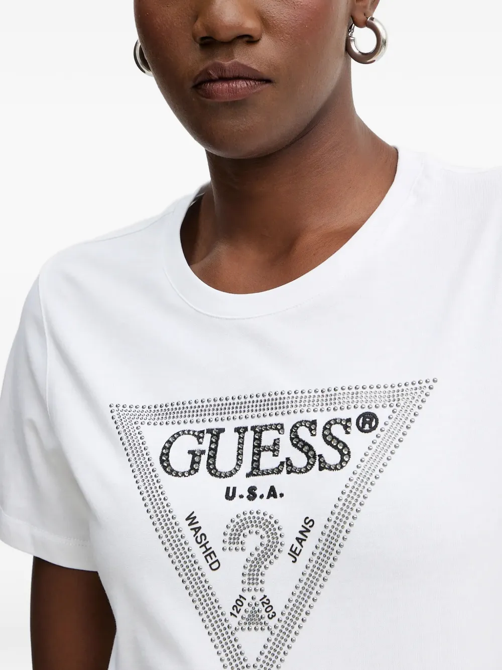 GUESS USA crystal-embellished T-shirt Wit