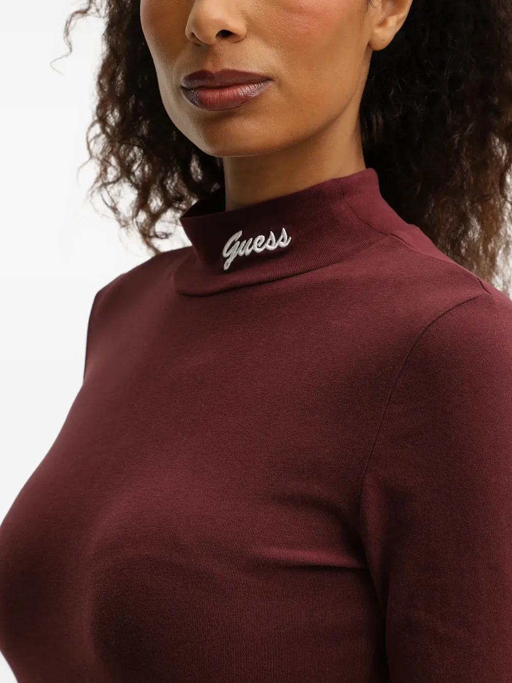 GUESS USA Mini-jurk met geborduurd logo en hoge hals Rood