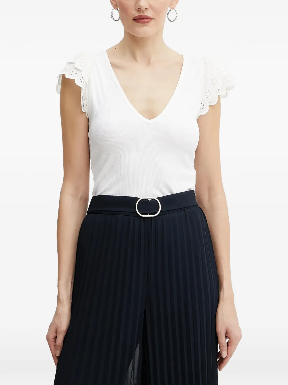 GUESS USA Dahlia eyelet ruffled top - Bianco