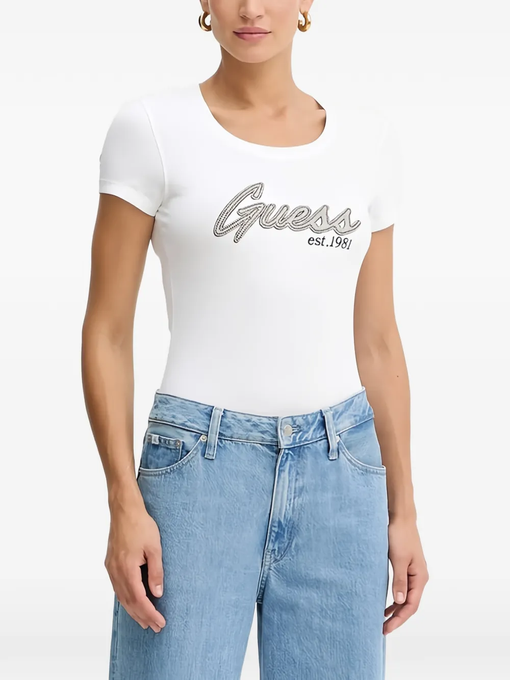 GUESS USA embellished short-sleeve T-shirt - Bianco