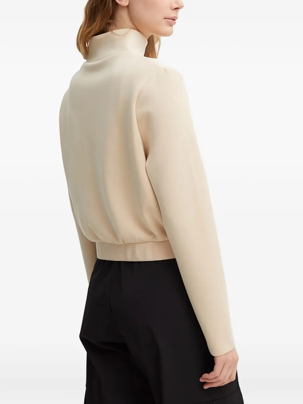 GUESS USA Sweater met logoplakkaat en hoge hals Beige