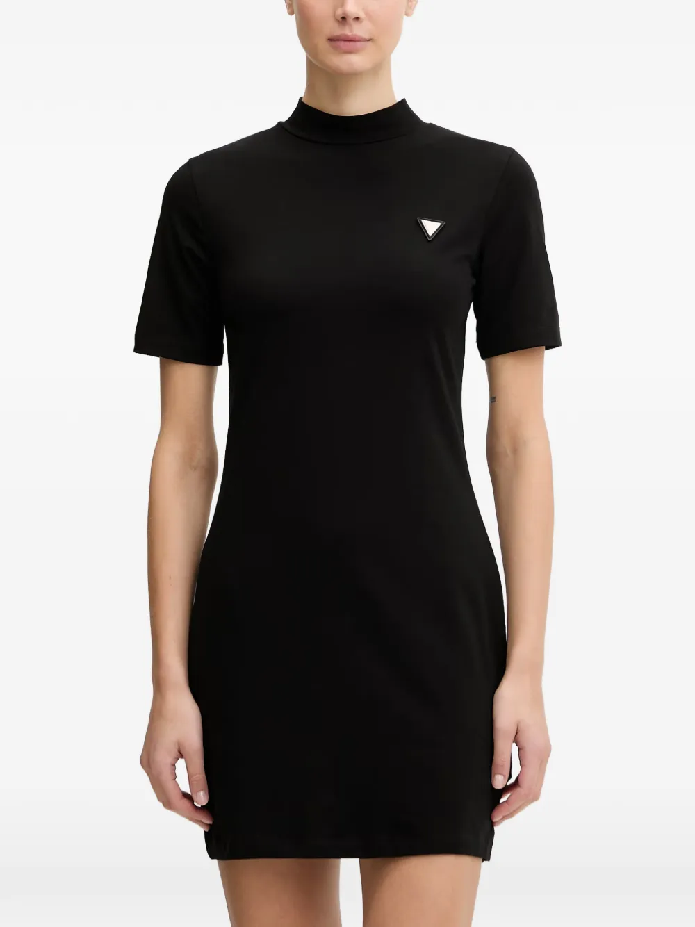 GUESS USA Abito corto a collo alto con logo - Nero