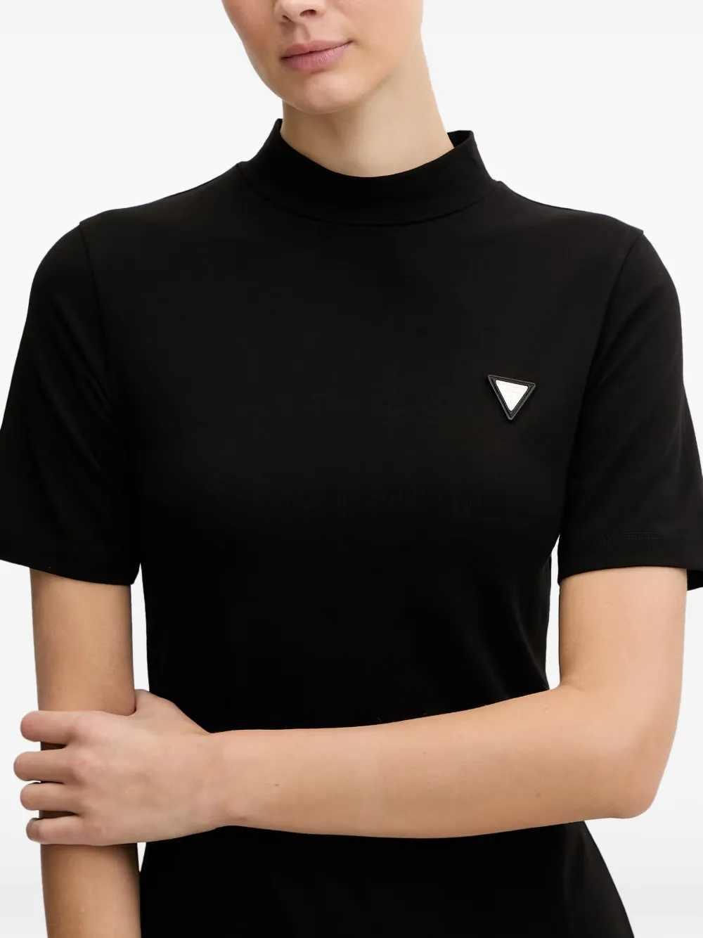 GUESS USA Mini-jurk met triangel-logo en hoge hals Zwart