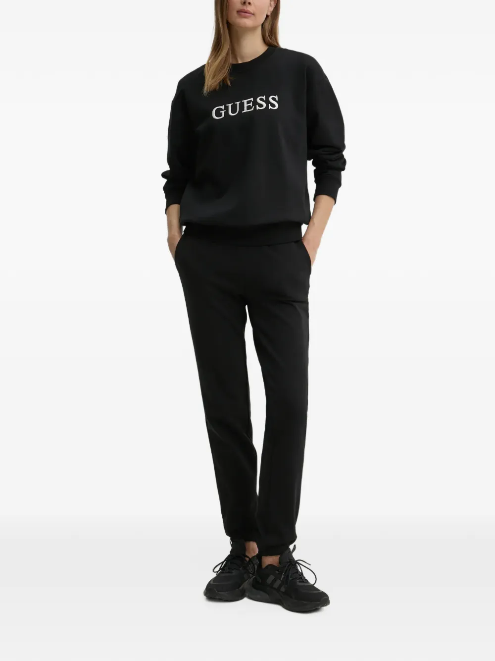 GUESS USA Sofia logo-embroidered sweatshirt Zwart