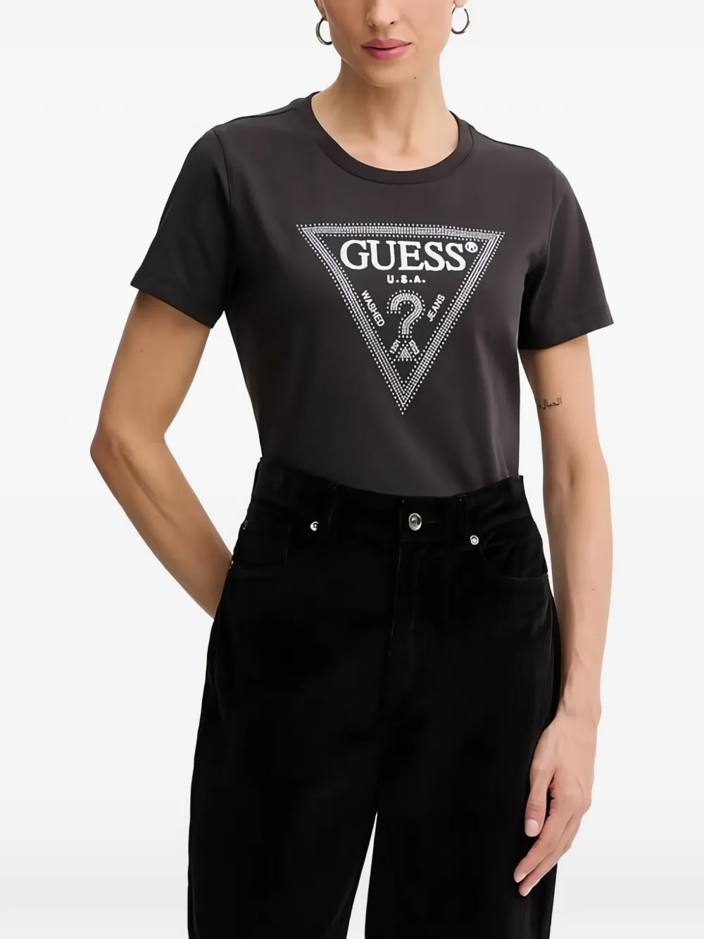 GUESS USA Triangle-logo cotton T-shirt - Nero