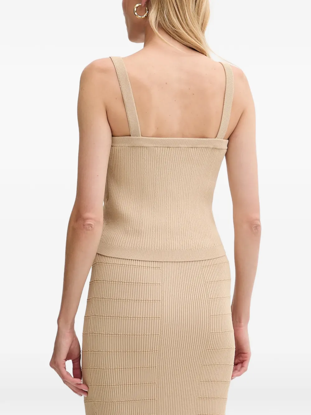 GUESS USA Geribbelde top met knopen Beige