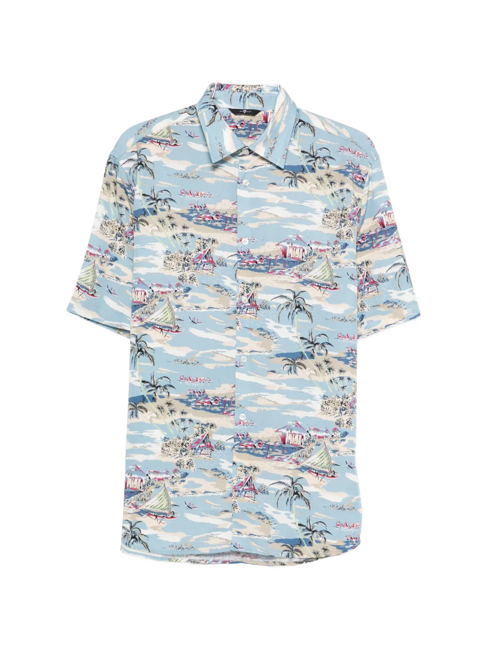 7 For All Mankind patterned short sleeve shirt - Blu