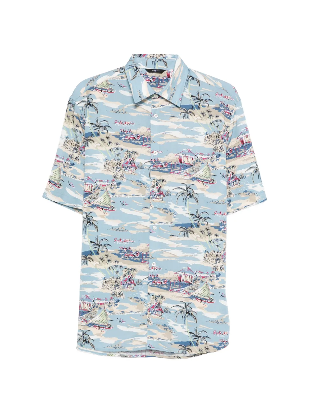 7 For All Mankind patterned short sleeve shirt - Blu