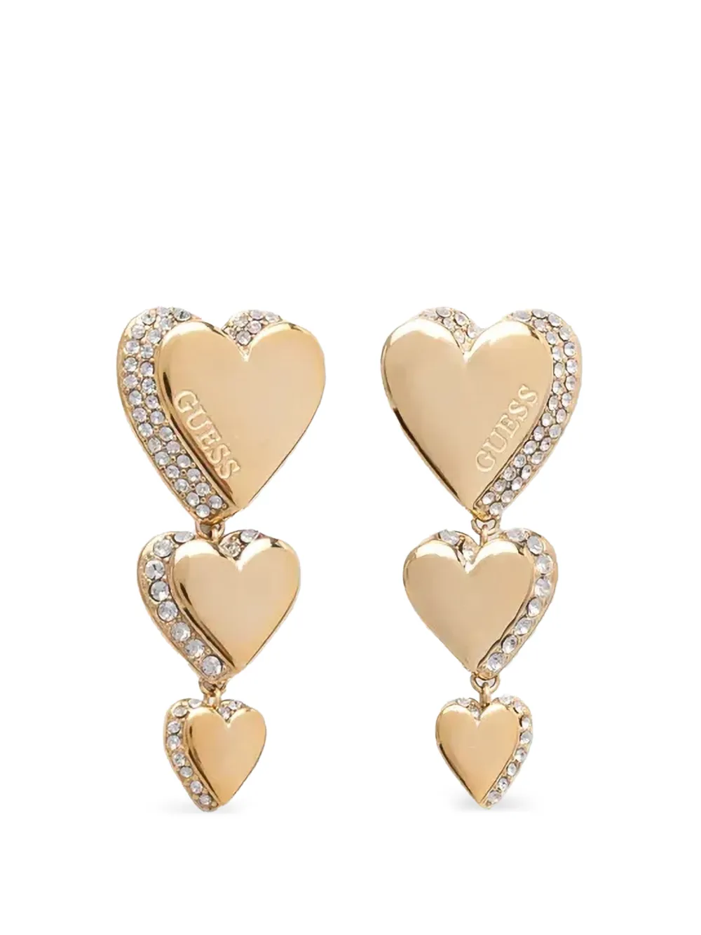 GUESS USA heart embellishment drop earrings - Oro