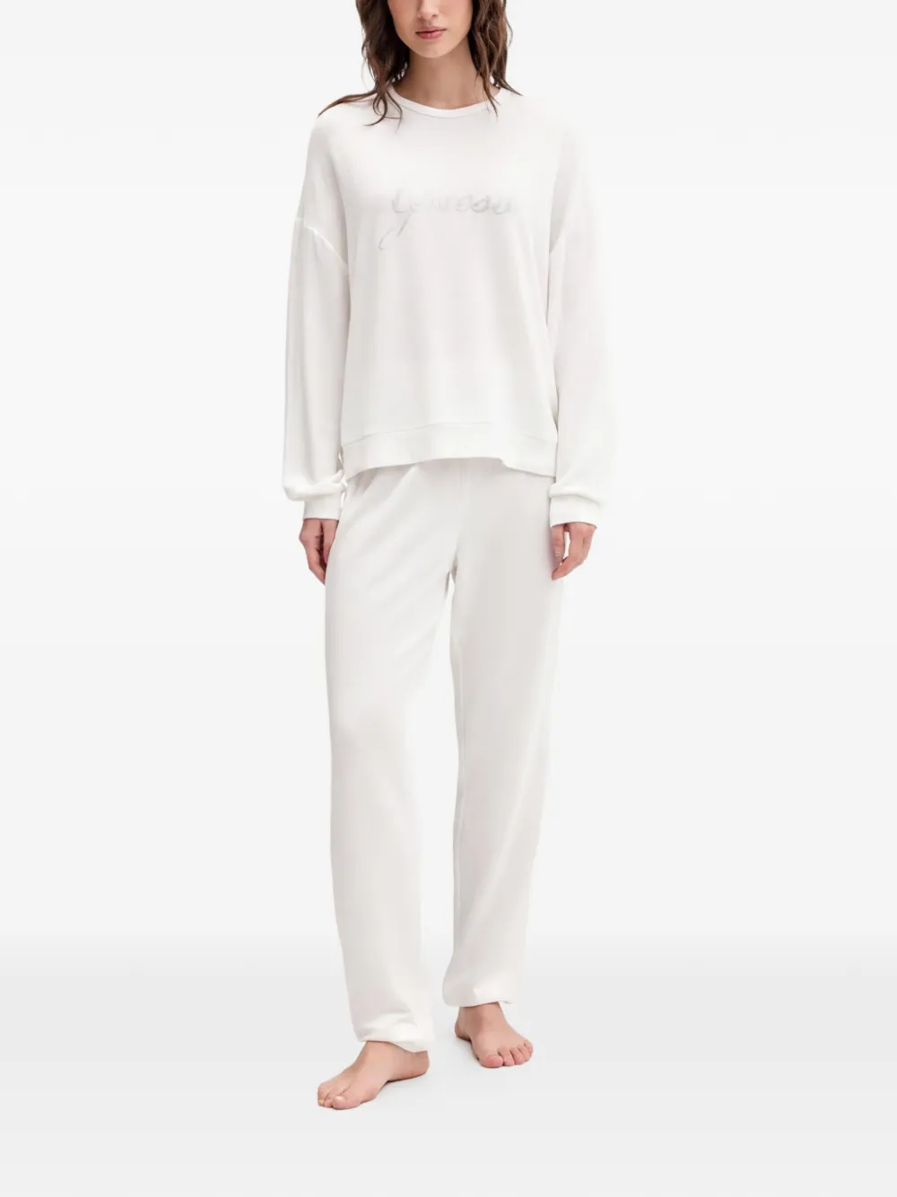 GUESS USA rhinestone-embellished logo-script pajamas - Weiß