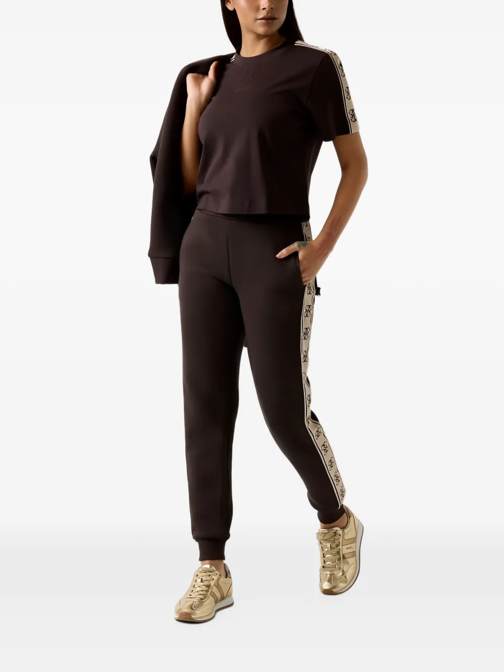 GUESS USA Trainingsbroek met logoband Bruin