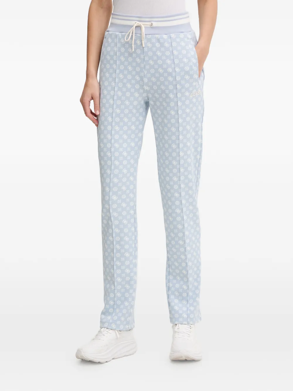 GUESS USA monogram drawstring track pants - Blu