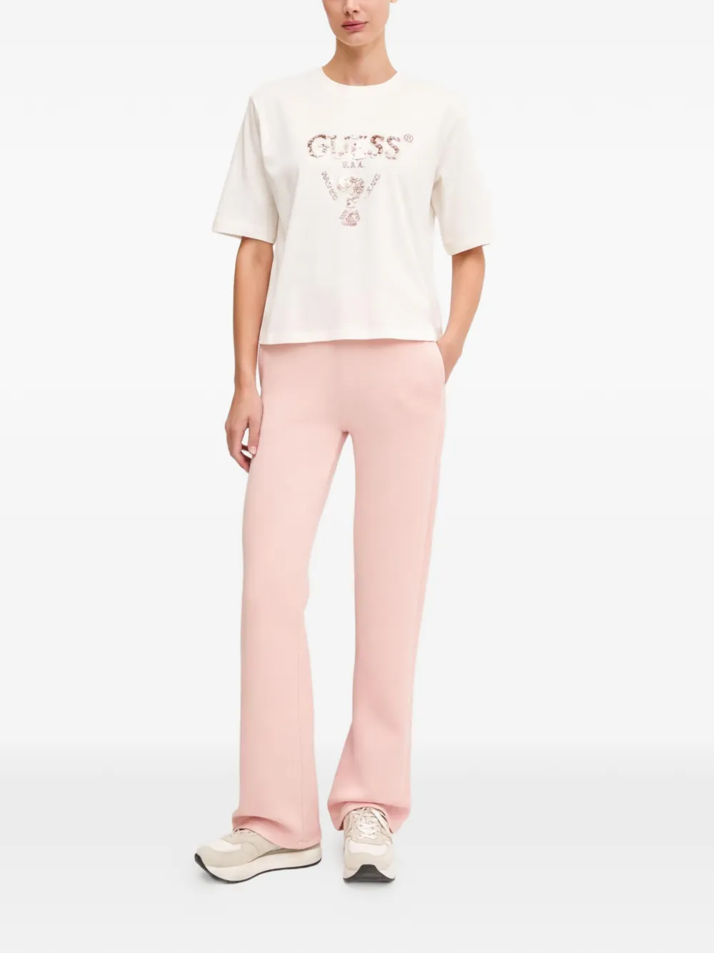 GUESS USA Broek met logodetail Roze