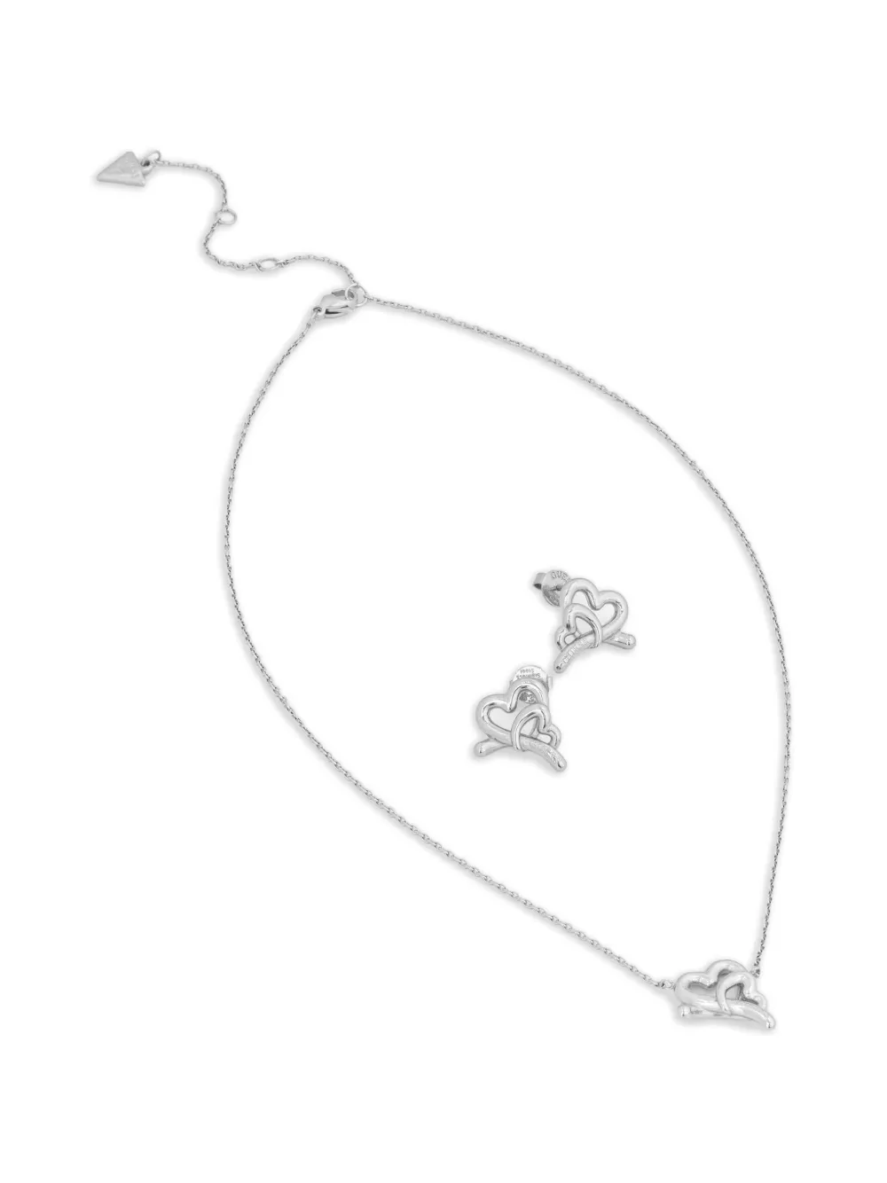 GUESS USA Set di 2 orecchini e collana con pendente a cuore - Argento