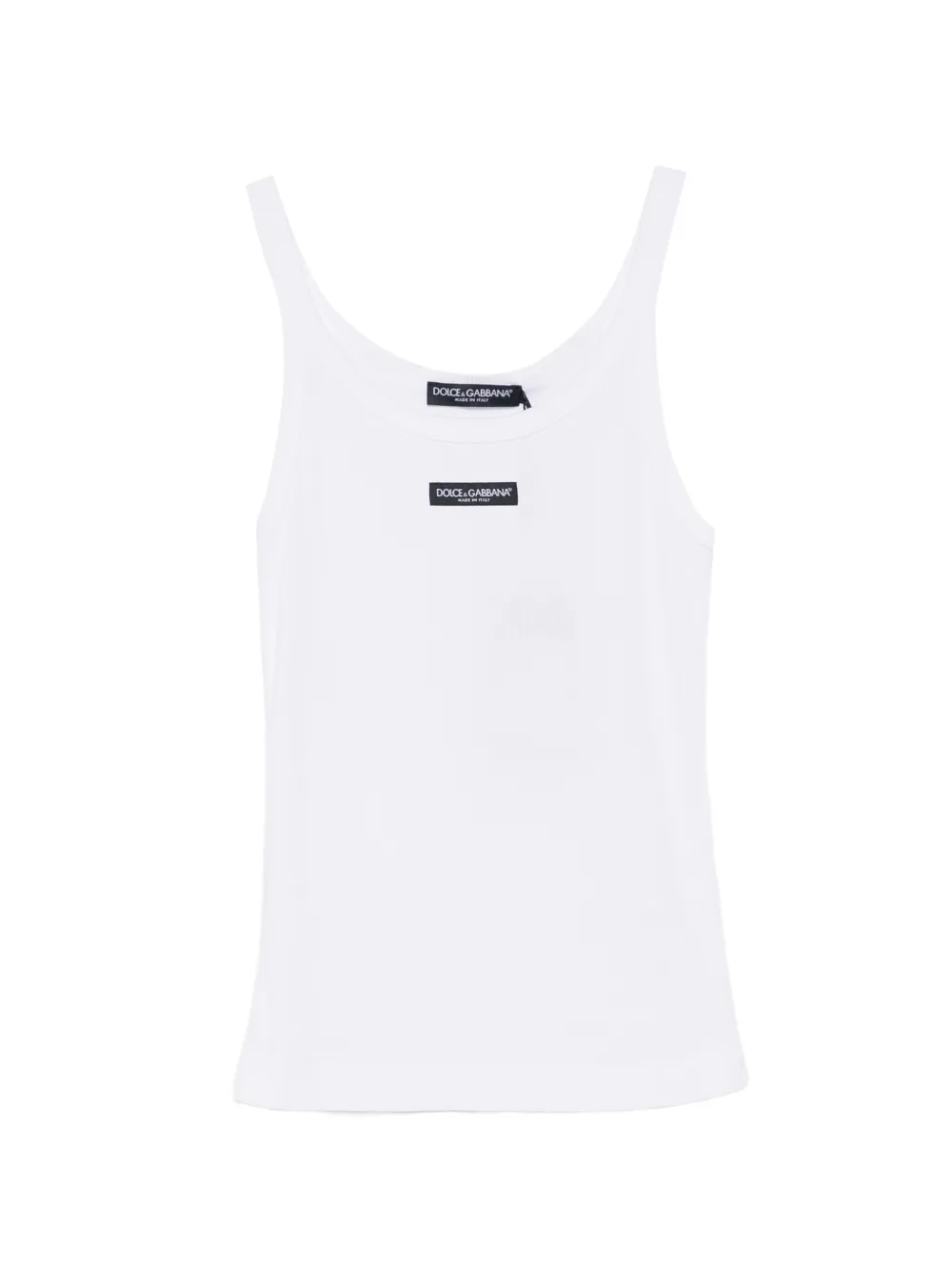 Dolce & Gabbana ribbed logo-label tank top - Bianco