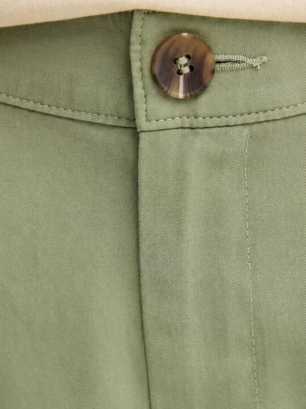 Benetton Straight broek met knoop Groen