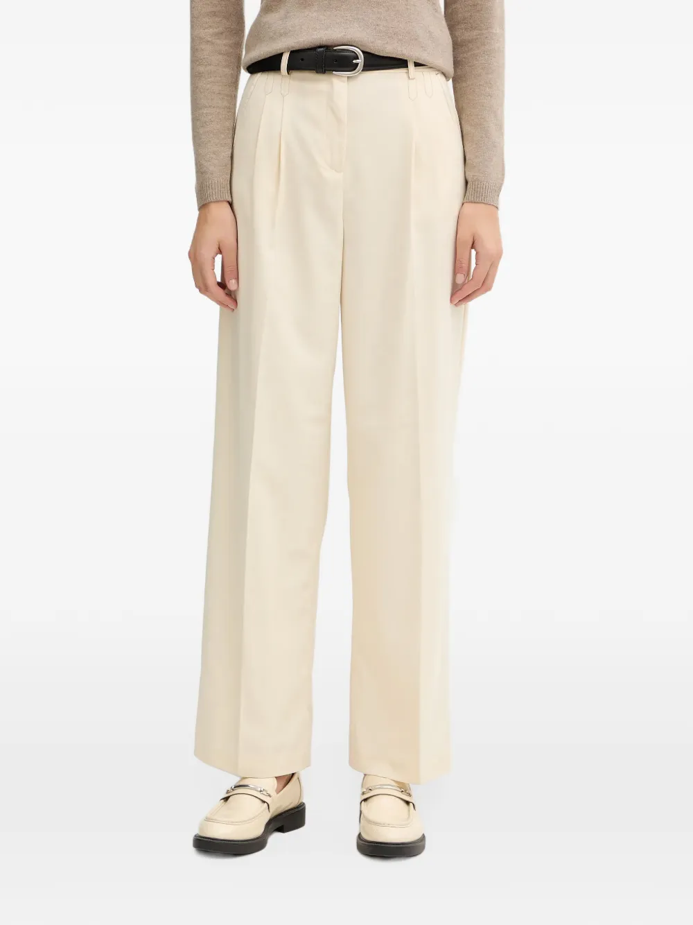 Benetton Pantalon met wijde pijpen Beige