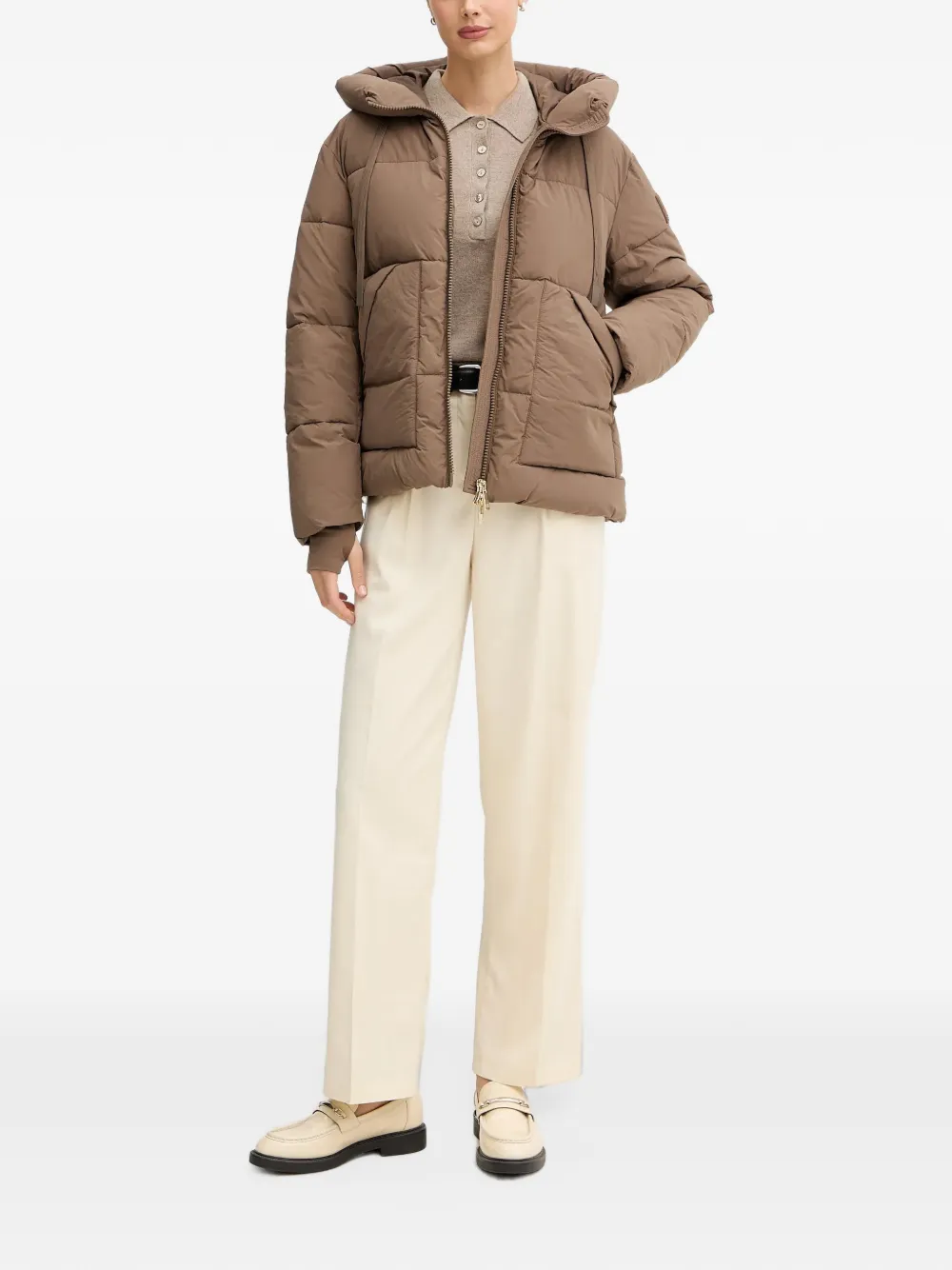 Benetton Pantalon met wijde pijpen Beige